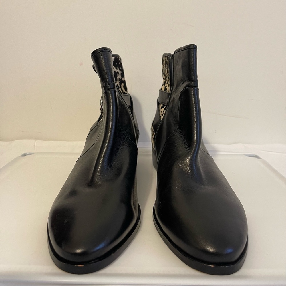 MICHAEL KORS, Black Leather & Animal Print Calf Hair Boots, NWOT, Size 10 - Picture 3 of 9